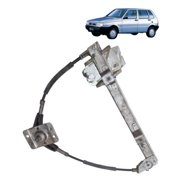 Maquina Vidro Manual Traseira Uno 1986 2001 Esquerda