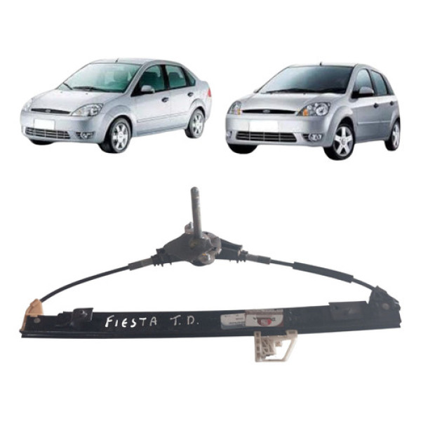 Máquina Vidro Manual Fiesta 2002 2014 Traseira Direita