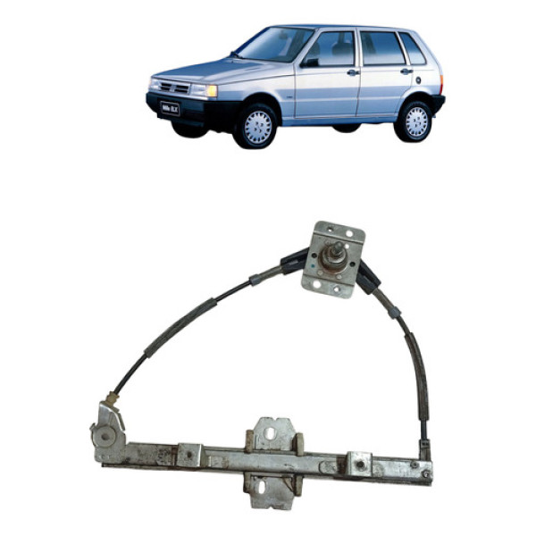 Maquina Vidro Manual Traseira Uno 1986 2001 Esquerda